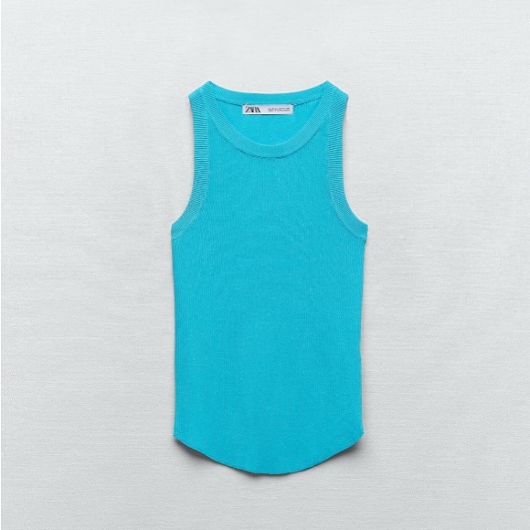 NWT! Zara, blue extra fine knit tank top! - Picture 1 of 3